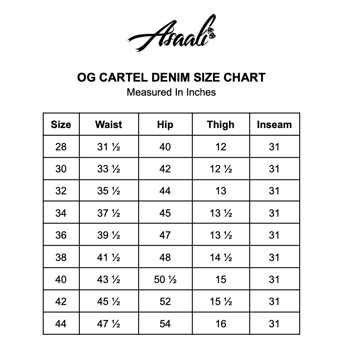Size Chart