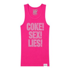 Pink Coke Sex Lies Rhinestone Tank Top