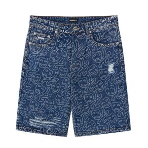 Monogram All Over Print Denim Shorts